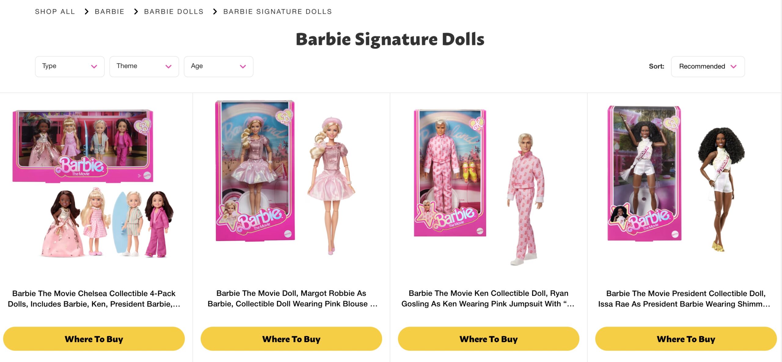 https://shop.mattel.com/collections/barbie-signature